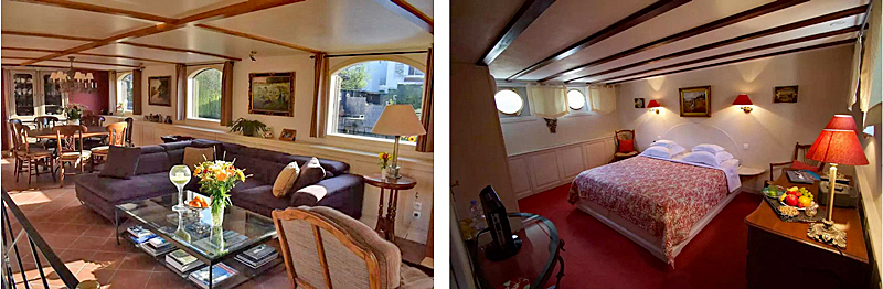 Hotel barge Aurora: Salon and Guest cabin