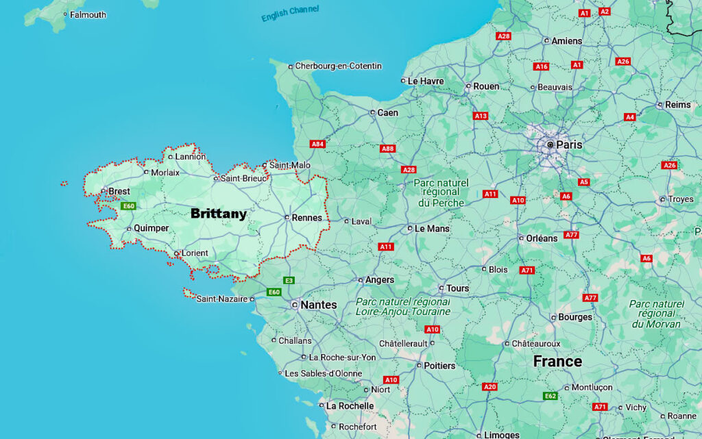 Map of Brittany, France